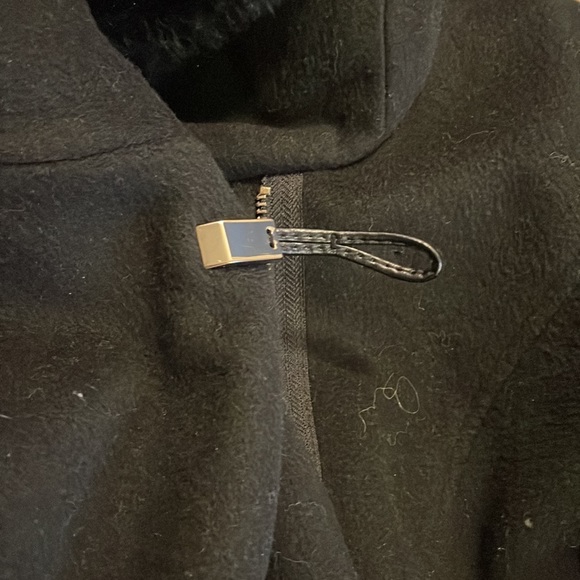 Calvin Klein wool blend belted coat with faux fur hood size small - Picture 6 of 10